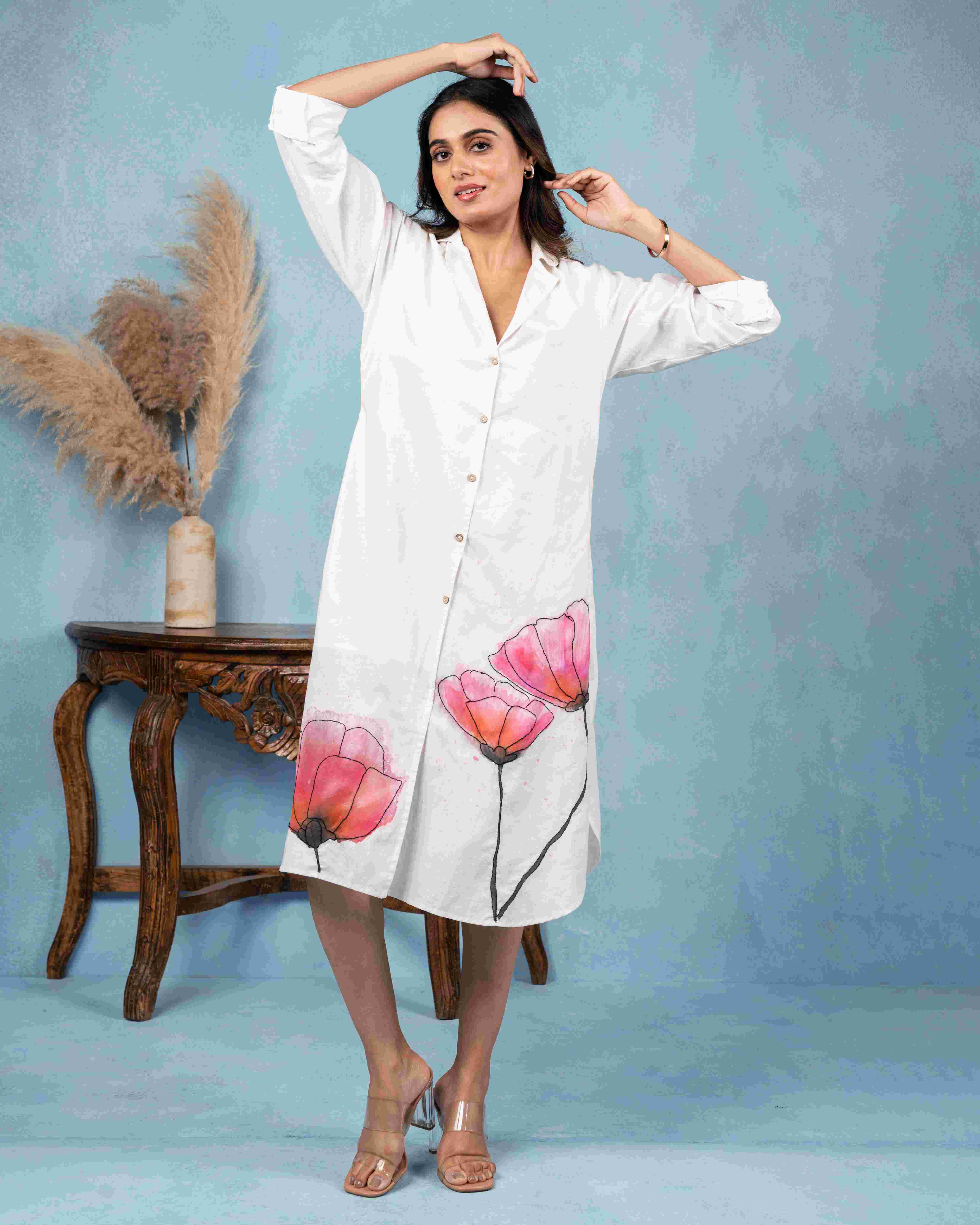 HAND-PAINTED COTTON SUMMER DRESS    